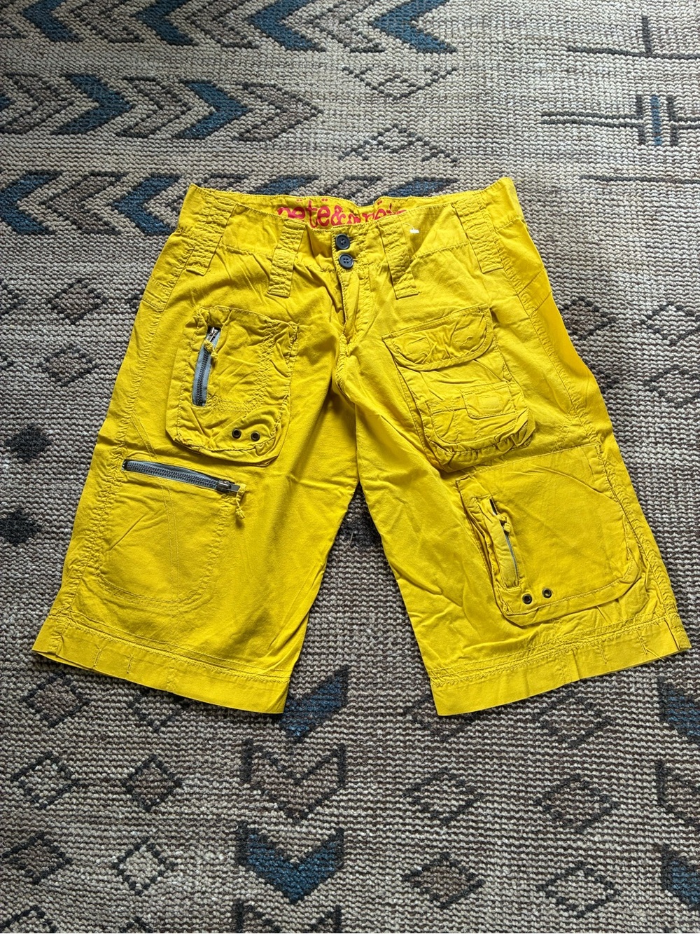 Bright Yellow Women's Cargo Bermuda Shorts with Utility Pockets